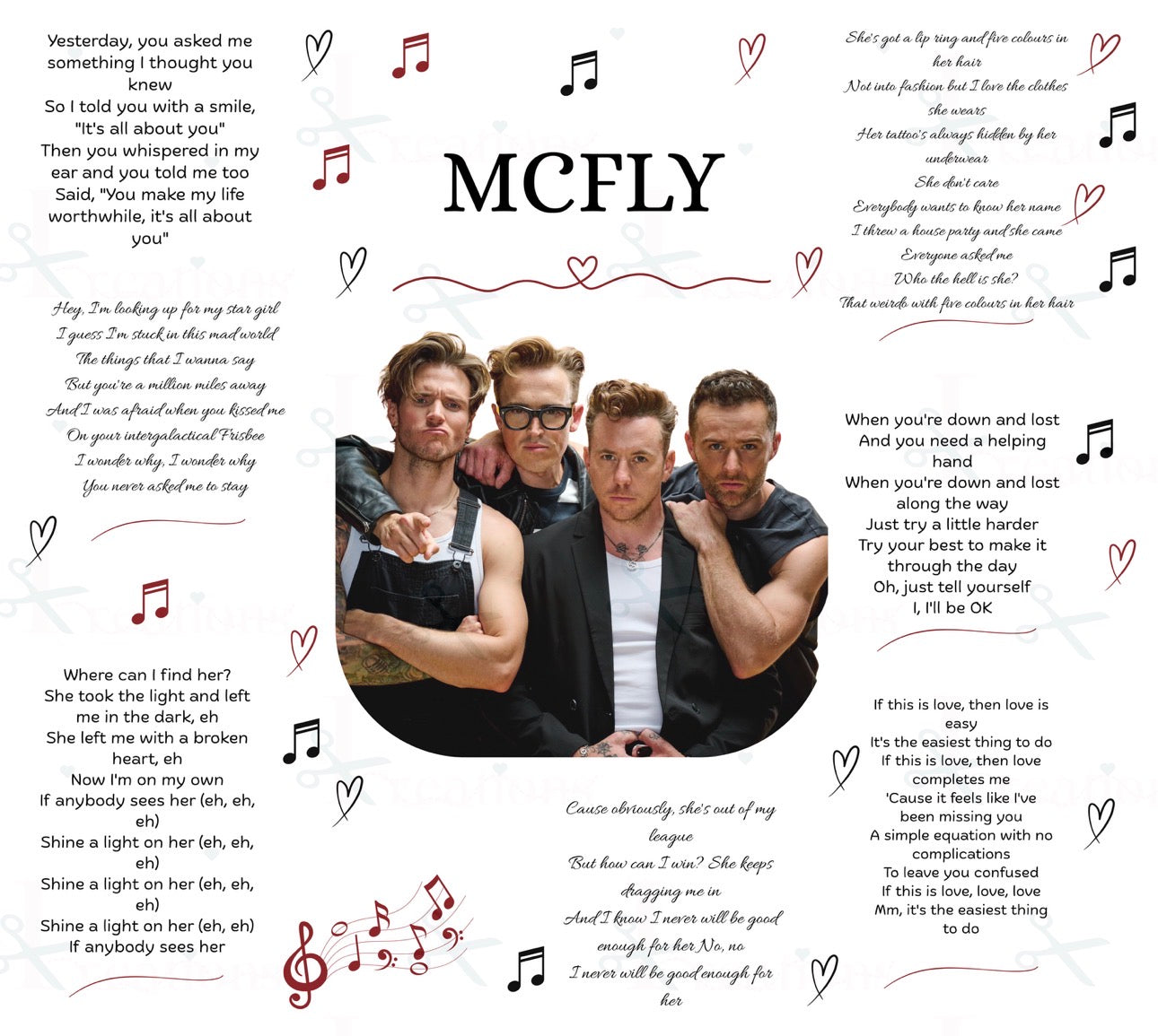 **McFly Lyrics 20oz Stainless Steel Tumbler | McFly Fan Gift | Music Lover Cup**