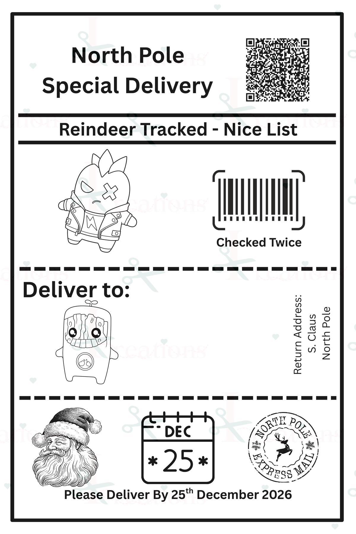 Character North Pole Postage Labels (pack of 10 or 25 Character Labels)