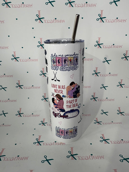 20oz Off Campus Series Stainless Steel Tumbler with Straw & Straw Cleaner | Book Lover Gift