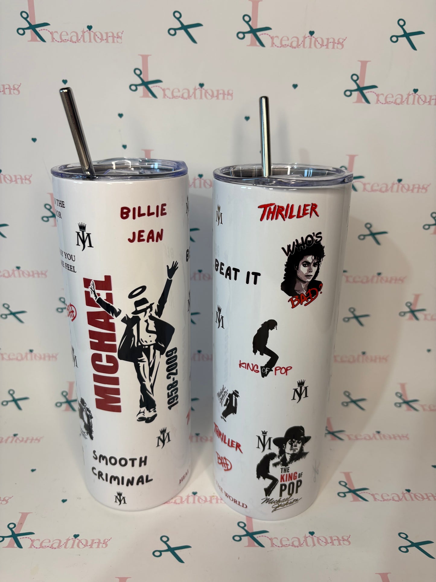 Michael Jackson Inspired 20oz Skinny Tumbler with Straw – King of Pop Tribute Travel Cup