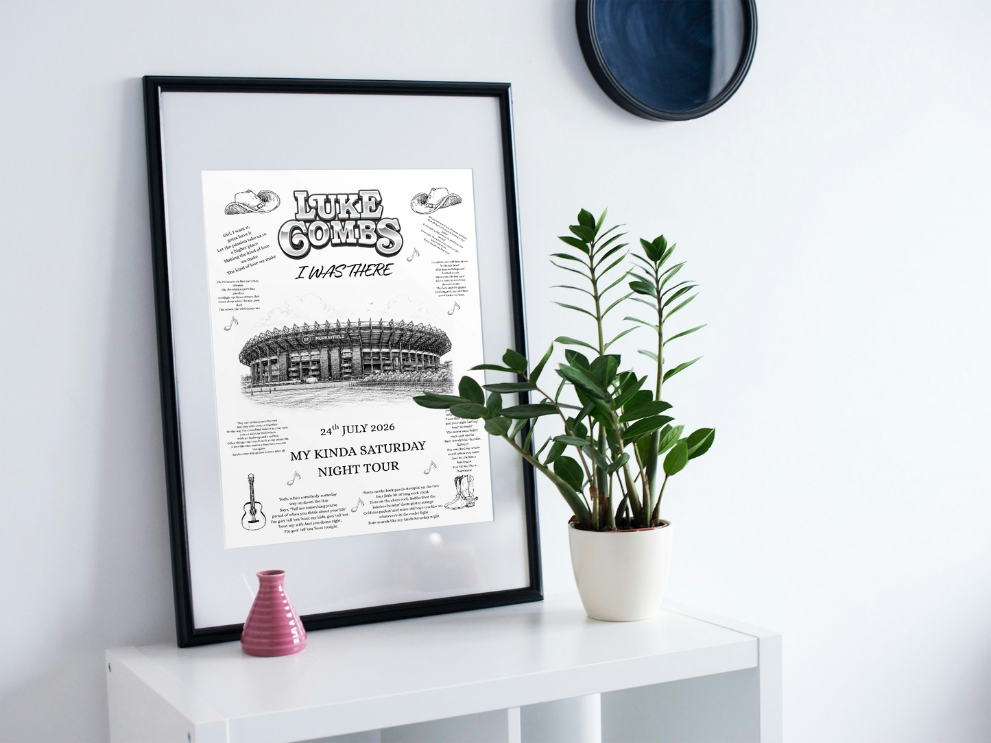 Luke Combs “I Was There” A4 Concert Print – Murrayfield 2026 | My Kinda Saturday Night Tour Keepsake