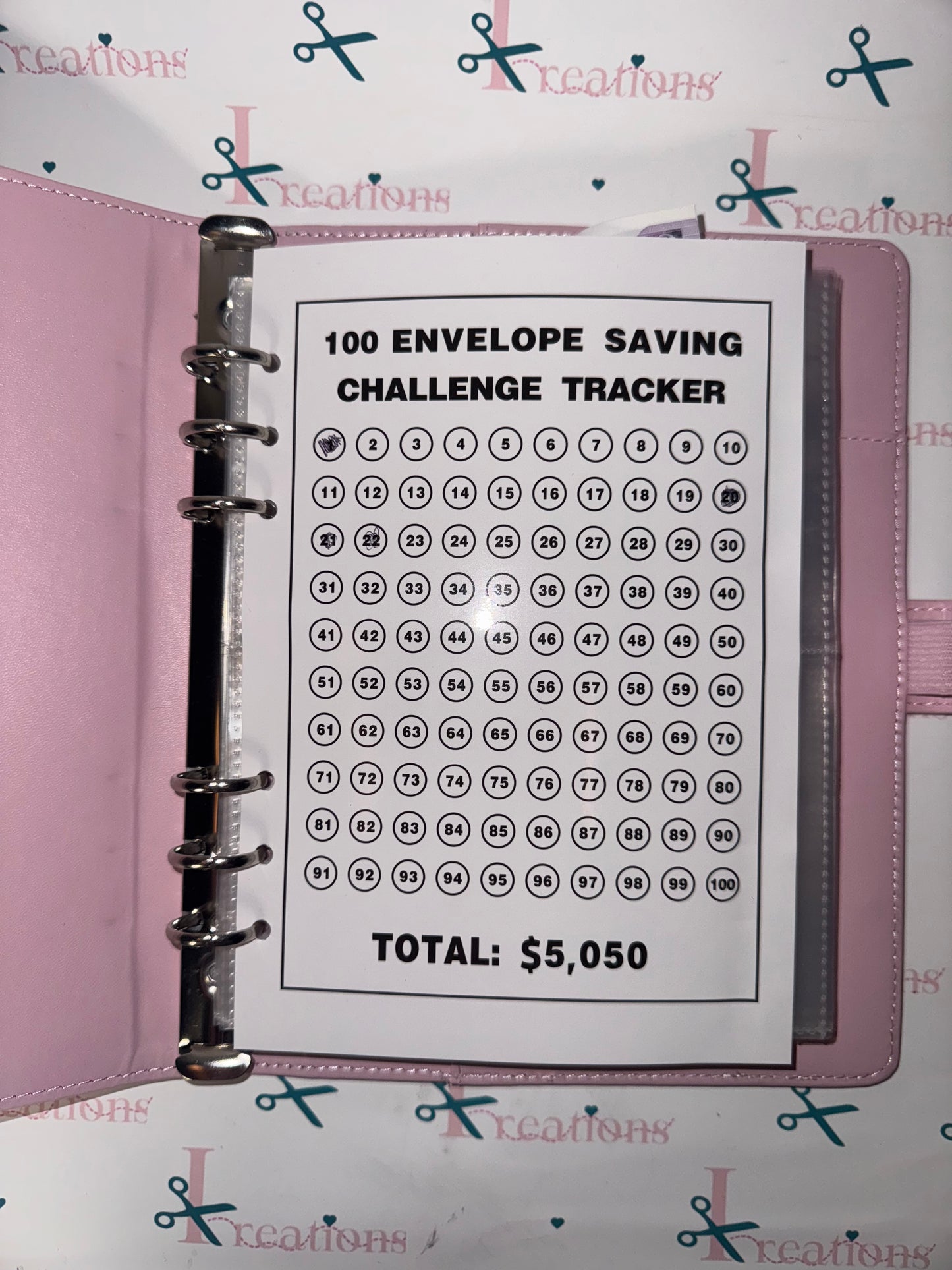 Personalised 100 Envelope Savings Challenge for Saving