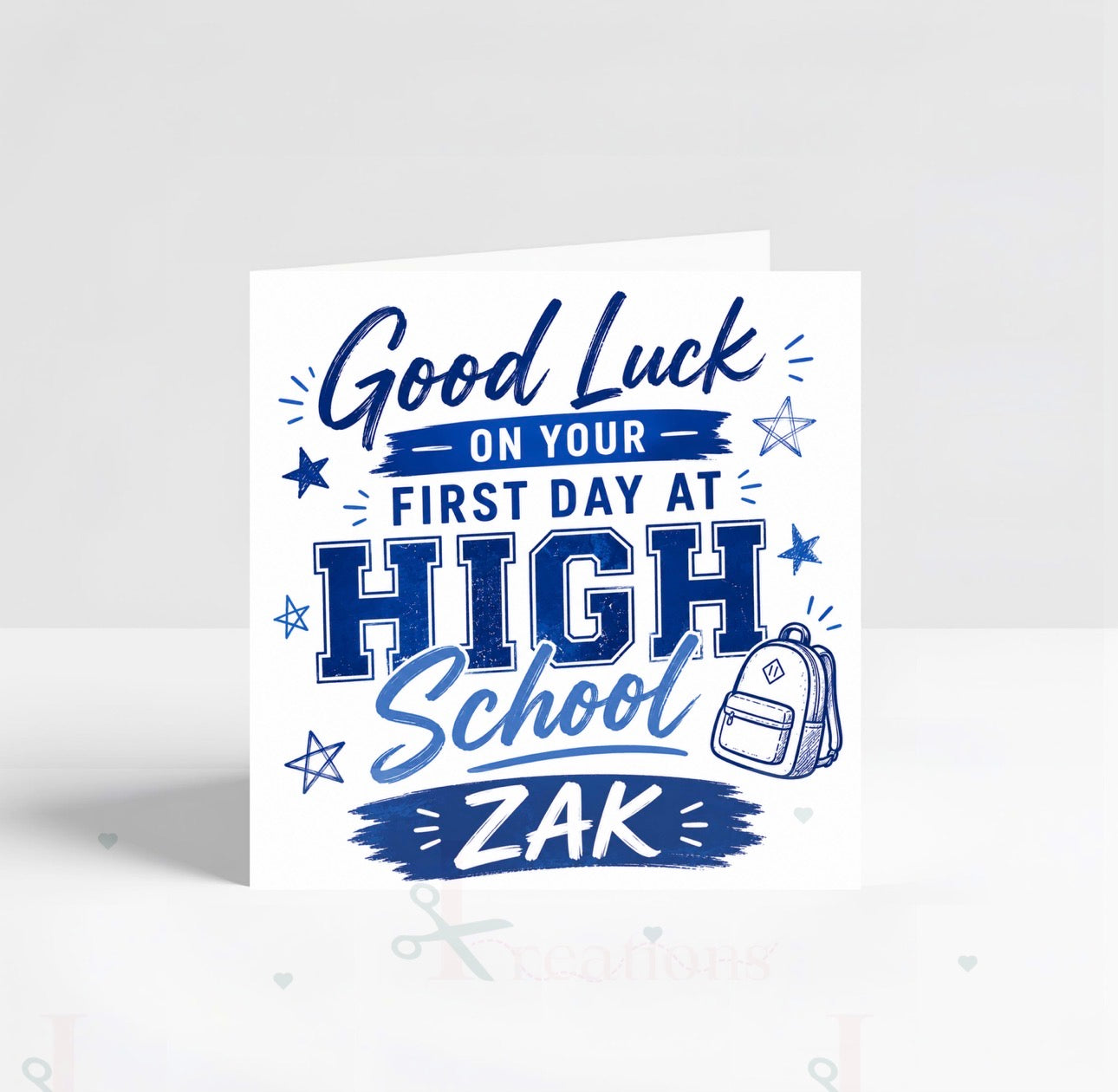 Personalised Good Luck on Your First Day at High School Card | 2 Designs Available | Custom Name Card