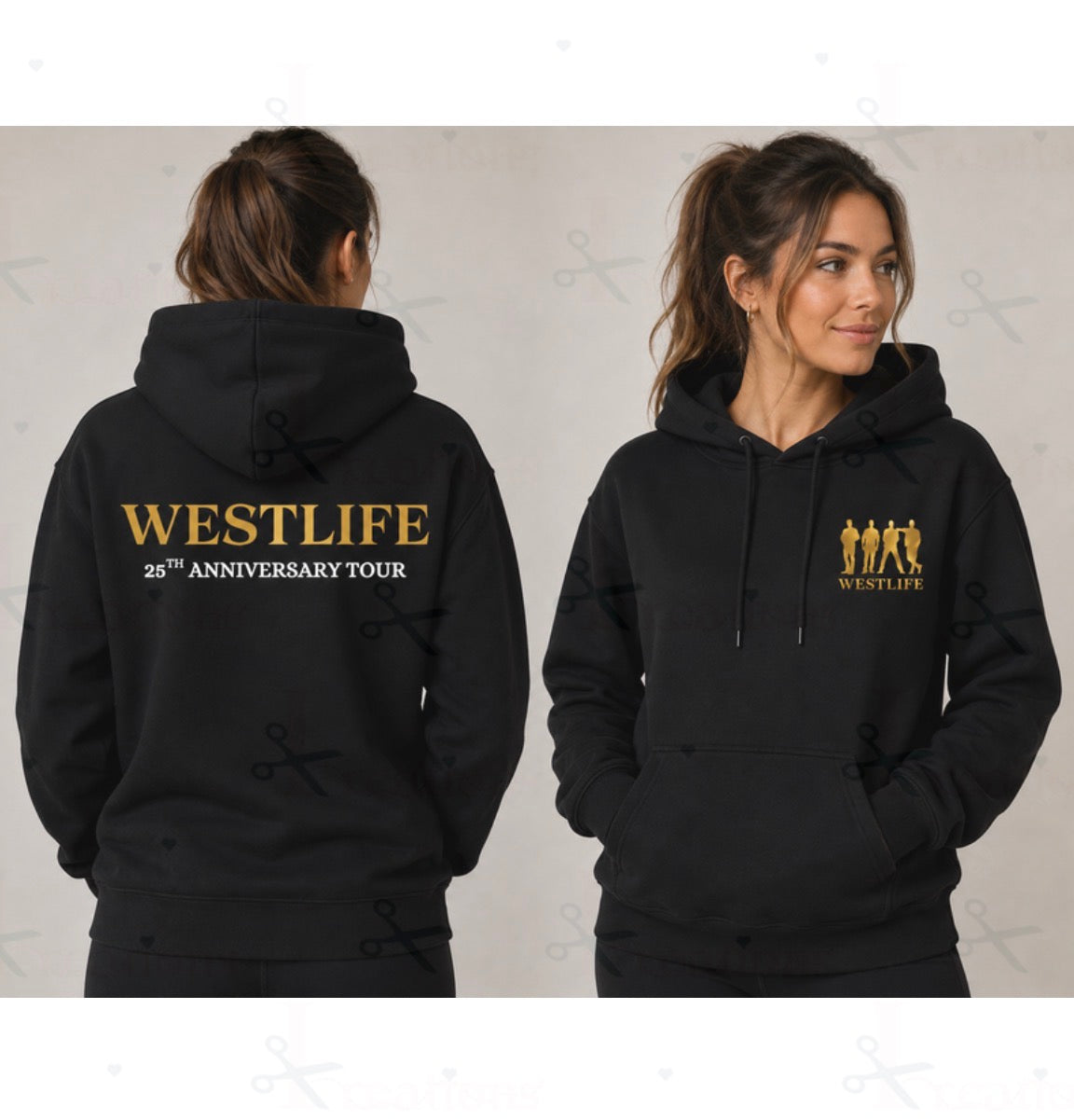 Westlife 25th Anniversary Tour Inspired Hoodie | Black Unisex Concert Hoodie | Front & Back Design