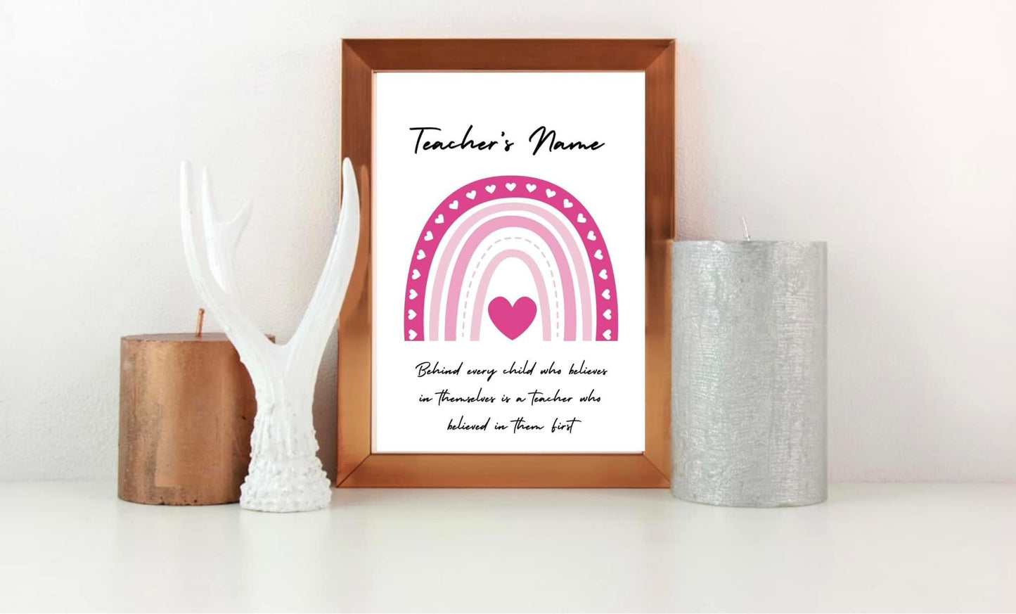 Personalised Teacher Rainbow Print | Custom Teacher Name Gift | Thank You Teacher Wall Art