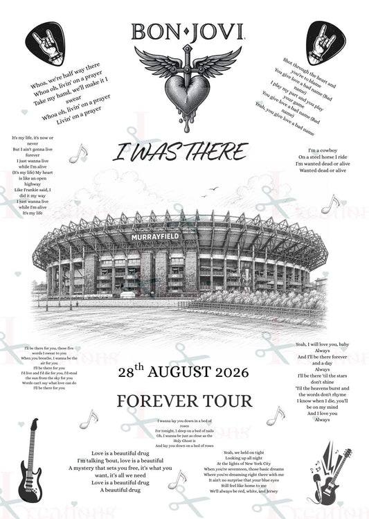 Bon Jovi “I Was There” Murrayfield 2026 A4 Concert Print | Forever Tour Keepsake