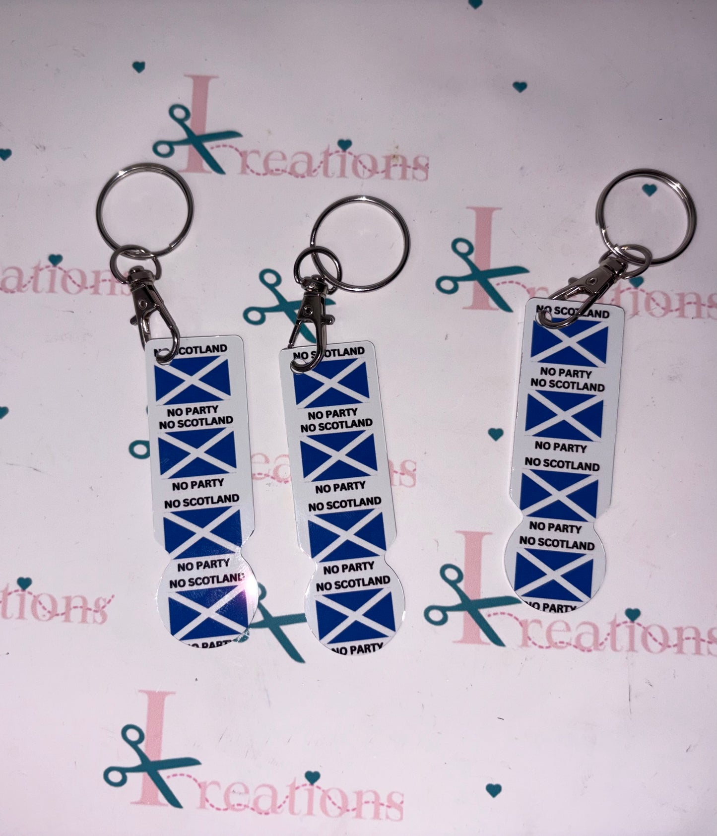 No Scotland No Party Trolley Token Keyring – Scottish Flag Shopping Gift