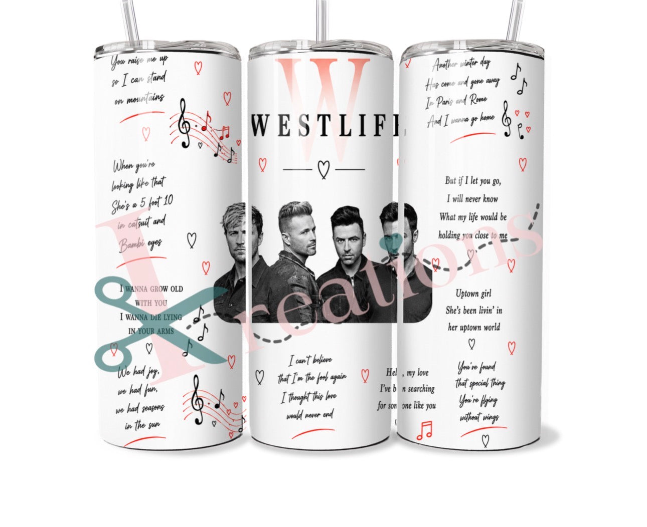 WESTLIFE 20oz Stainless Steel Tumbler with Straw - With a mix of Westlife songs - Perfect for Music Lovers