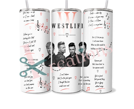 WESTLIFE 20oz Stainless Steel Tumbler with Straw - With a mix of Westlife songs - Perfect for Music Lovers