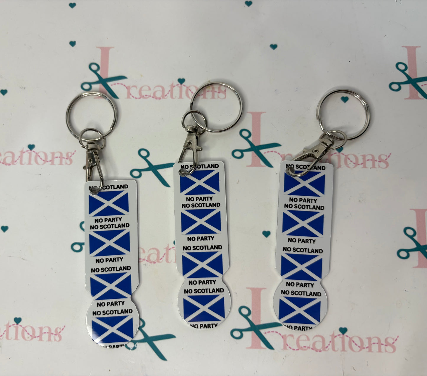 No Scotland No Party Trolley Token Keyring – Scottish Flag Shopping Gift