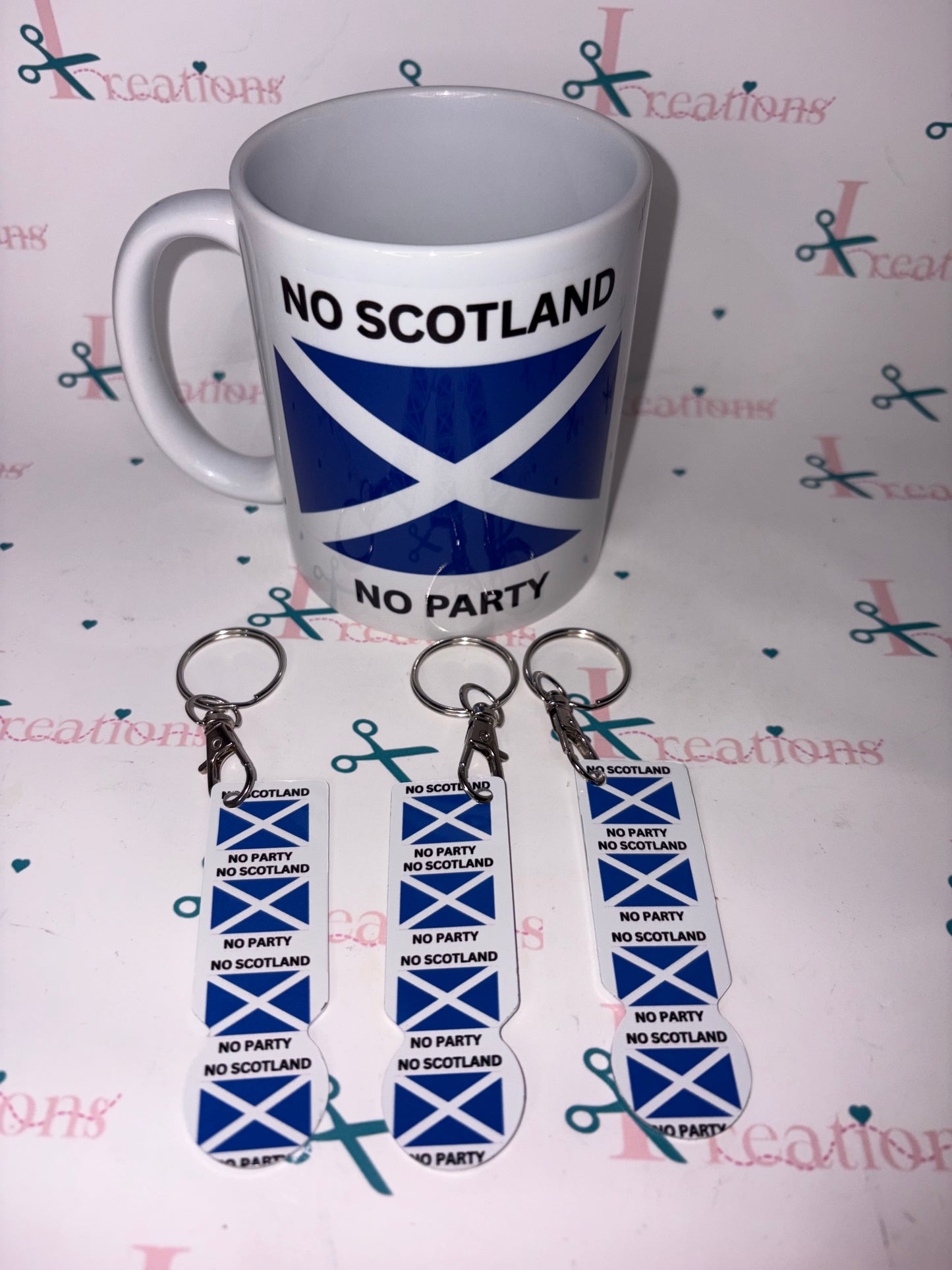 No Scotland No Party Trolley Token Keyring – Scottish Flag Shopping Gift