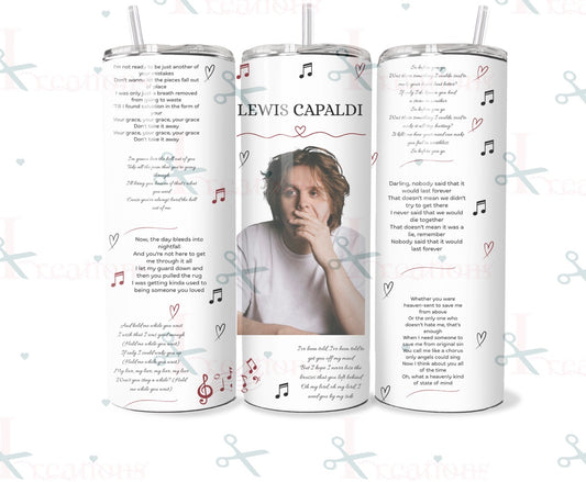 **Lewis Capaldi Lyrics 20oz Stainless Steel Tumbler | Music Lover Gift**