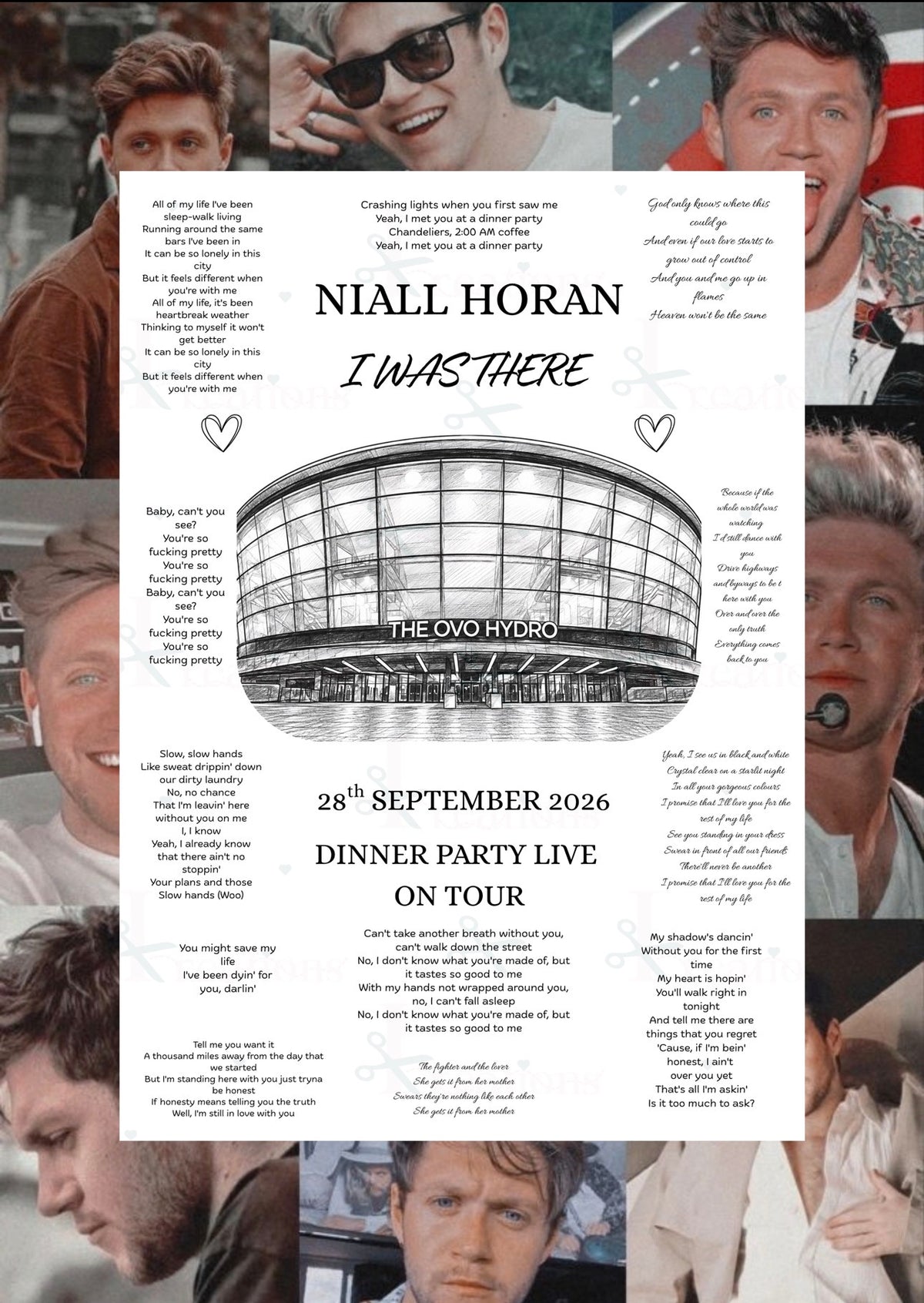 Niall Horan Tour 2026 – I Was There A4 Concert Print | OVO Hydro Glasgow | Personalised Photo Keepsake