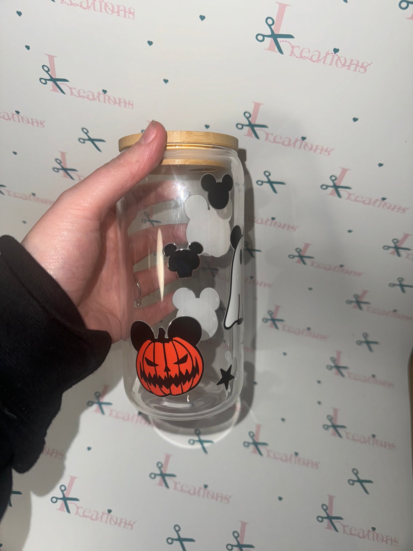 D*sney inspired ghost & pumkin 16oz libbey glass tumbler