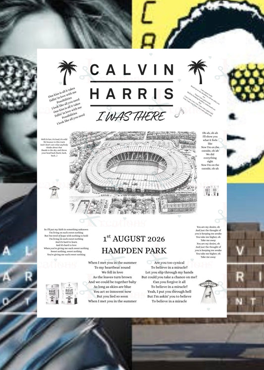 Calvin Harris “I Was There” A4 Concert Print – Hampden Park 2026 Keepsake