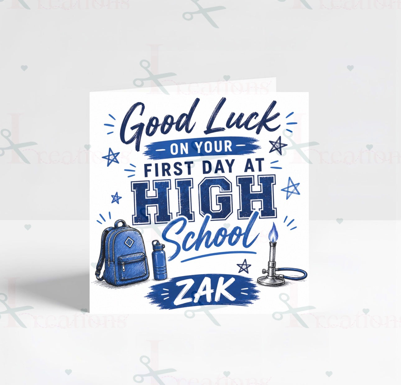 Personalised Good Luck on Your First Day at High School Card | 2 Designs Available | Custom Name Card