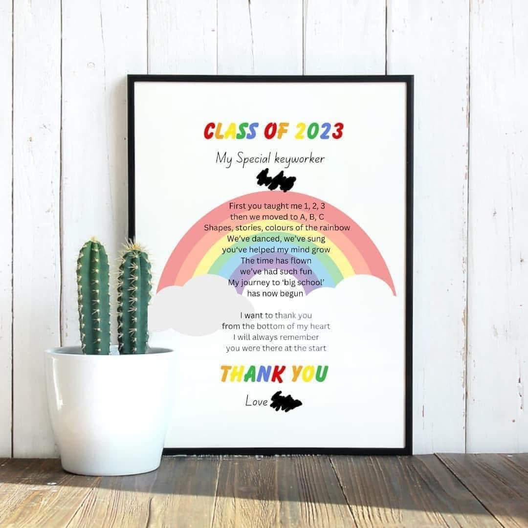 Personalised Nursery Graduation Thank You Print | Class of 2026 Rainbow Teacher Gift | Preschool Leavers Keepsake A4