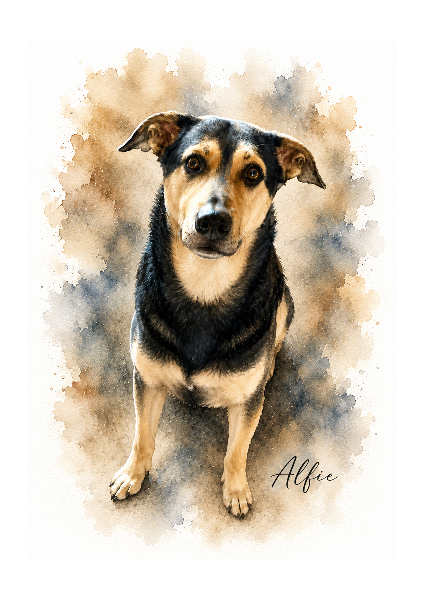Personalised Pet Watercolour Portrait | Custom Digital Download or A4 Printed Pet Portrait | Memorial Pet Gift | Dog & Cat Portrait