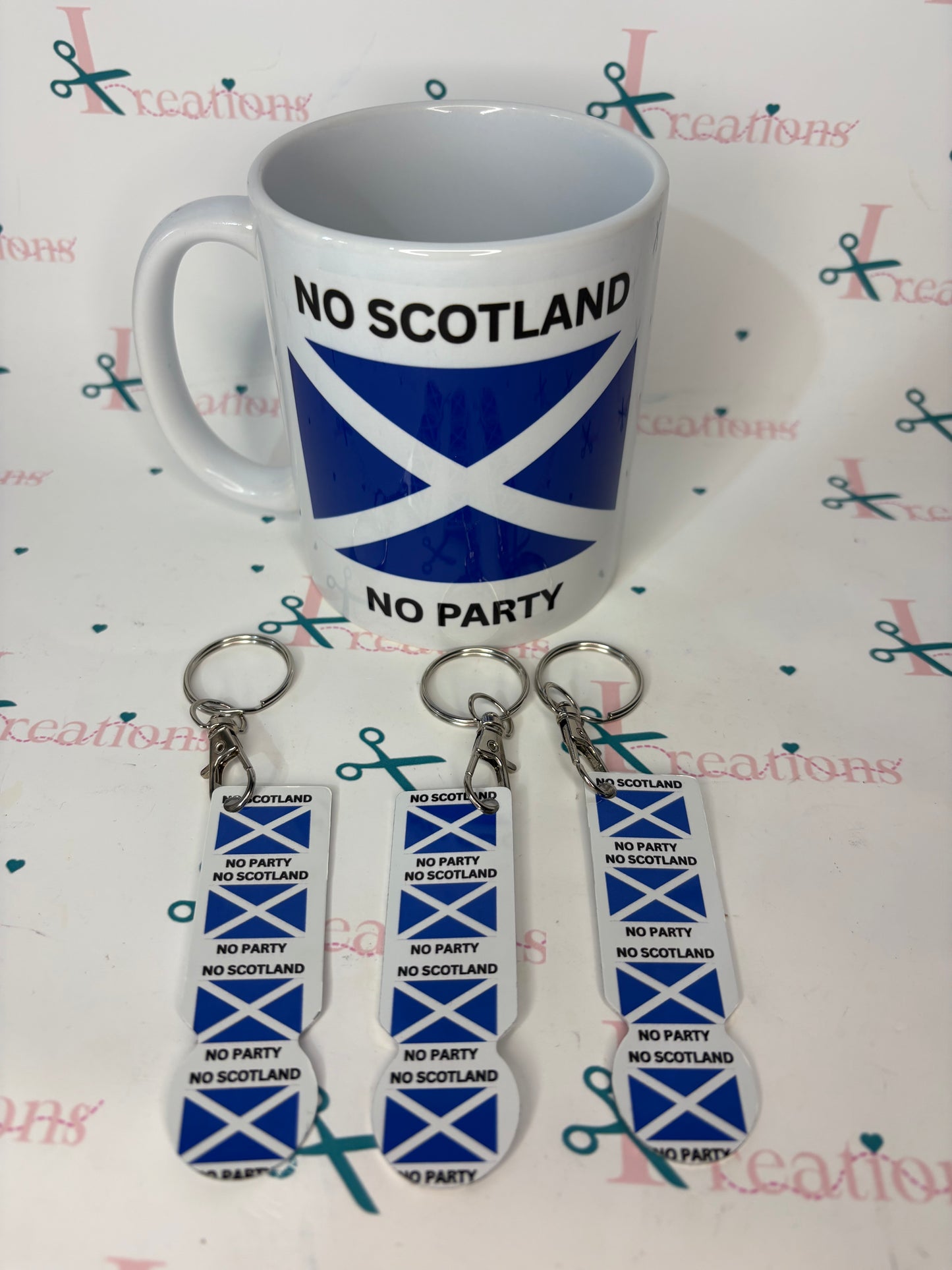 No Scotland No Party Trolley Token Keyring – Scottish Flag Shopping Gift