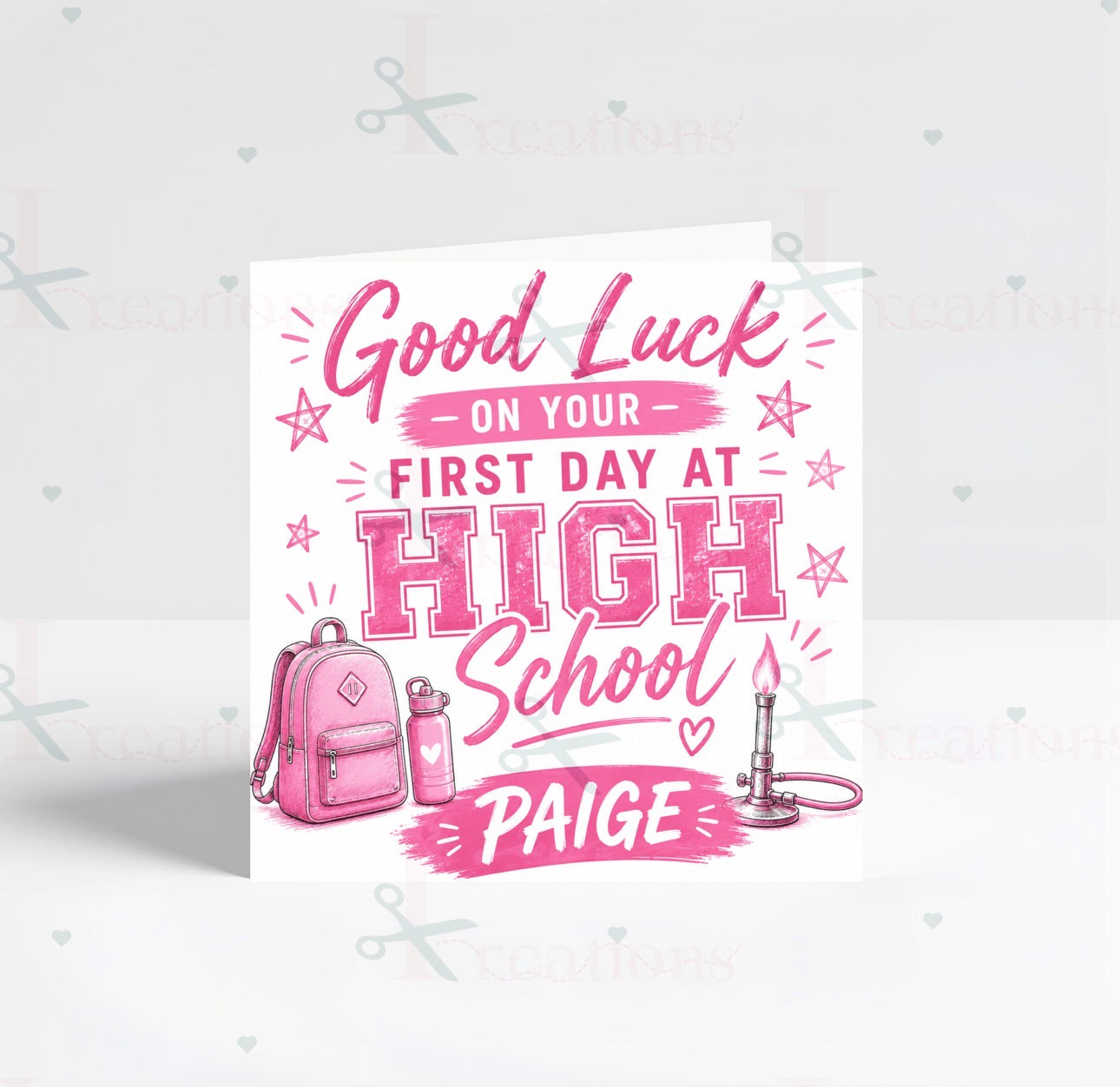 Personalised Good Luck on Your First Day at High School Card | 2 Designs Available | Custom Name Card